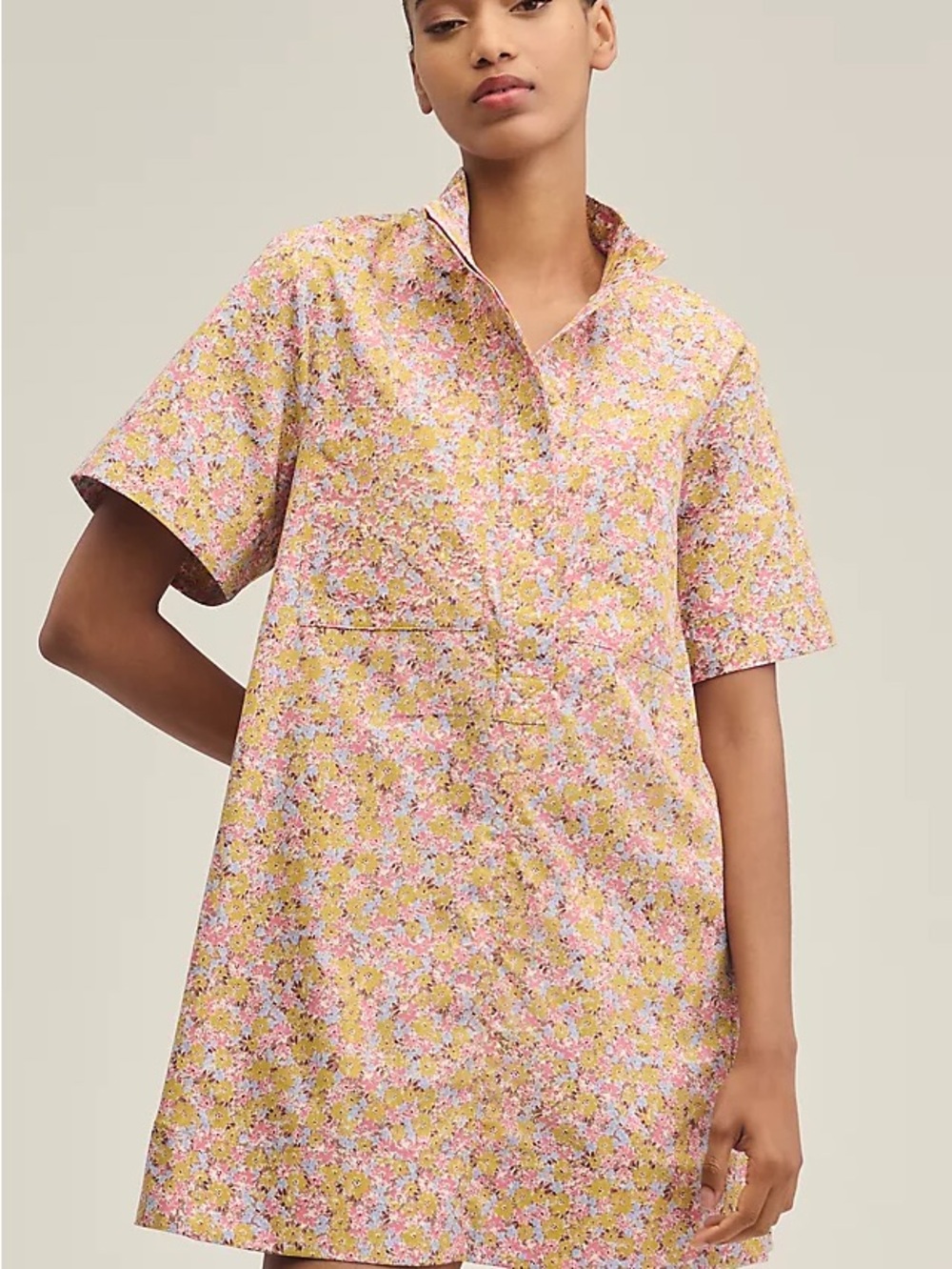 Maeve The Jeannie Ditsy Floral Short Sleeve Mini Shift Shirt Dress 60s Vibes 2X